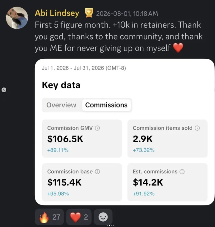 TikTok Shop win posted by a MediaLabs creator in the community