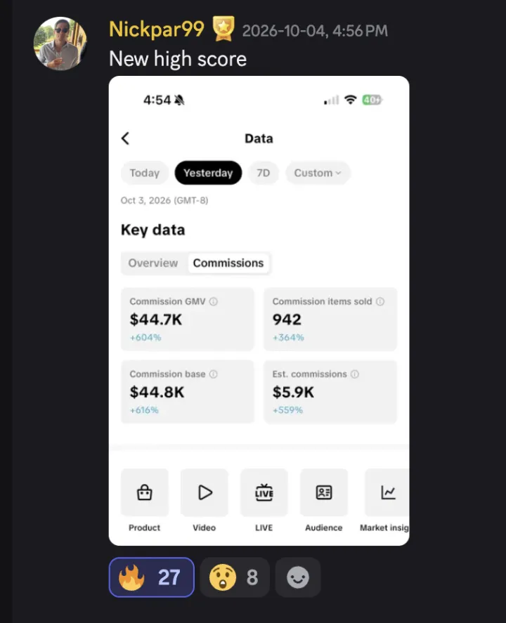 TikTok Shop win posted by a MediaLabs member in the community
