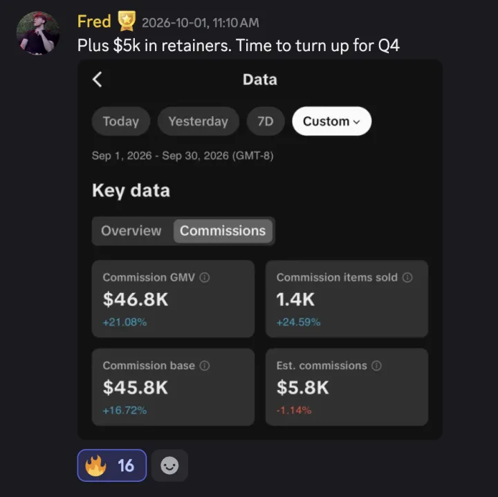 TikTok Shop win posted by a MediaLabs member in the community