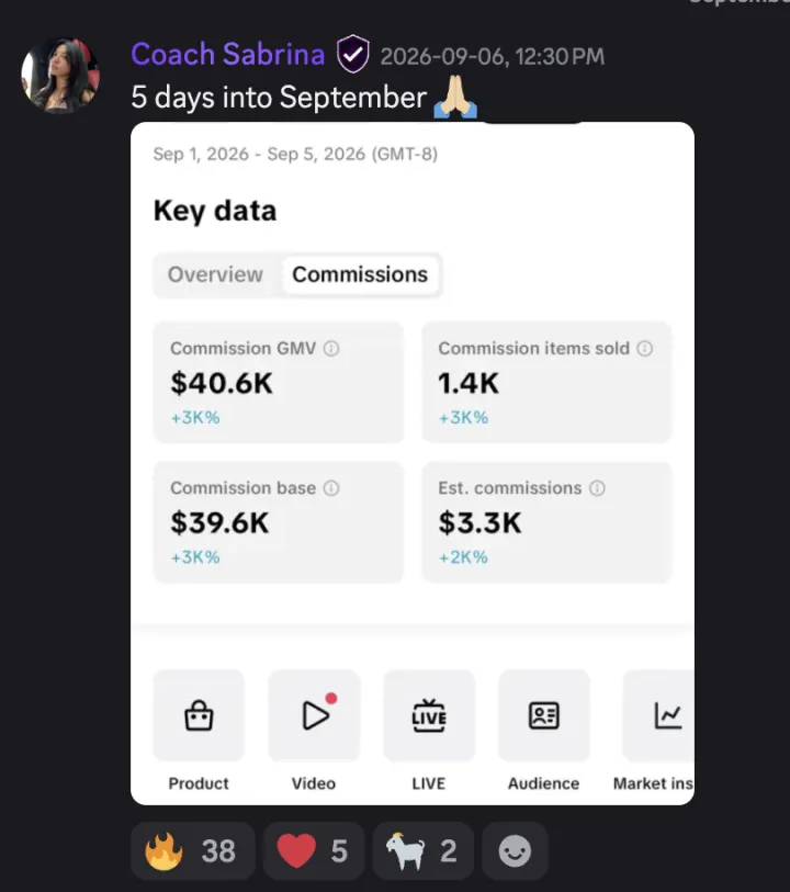 TikTok Shop win posted by a MediaLabs member in the community