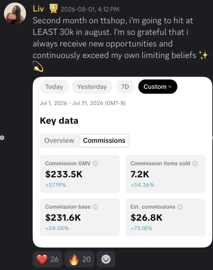 TikTok Shop win posted by a MediaLabs creator in the community